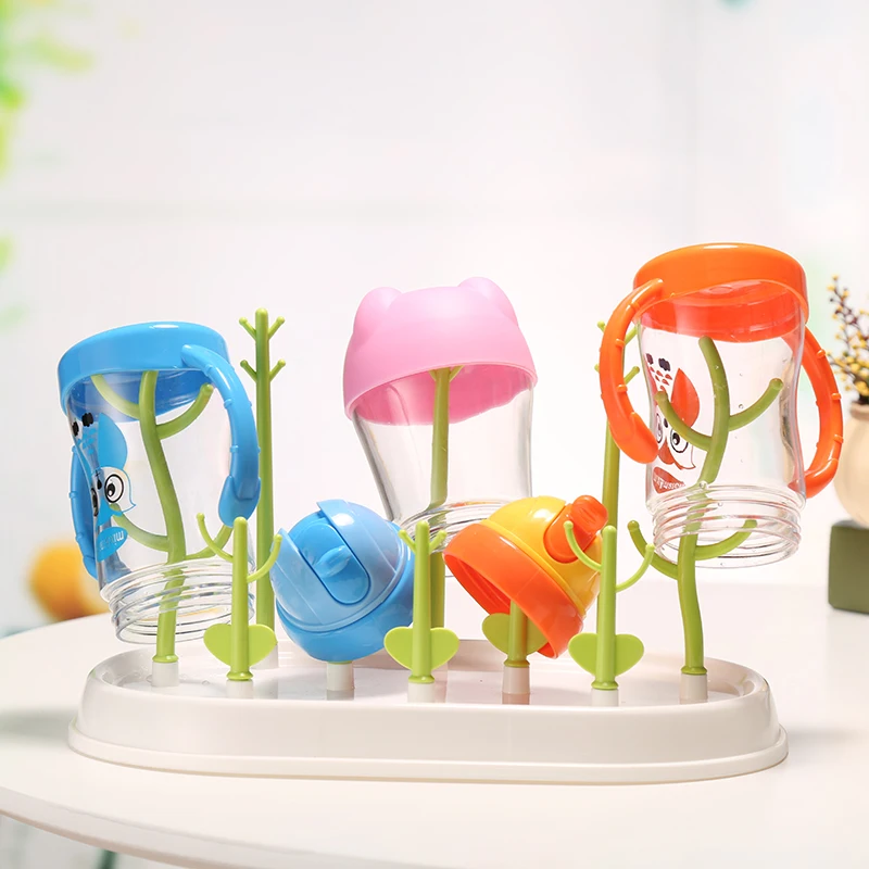 Baby Milk Bottles Newborn Drying Rack Cleaning Drainer Dust Cover Infant Shelf tree Baby Milk Bottle Nipple Storage YHZ012