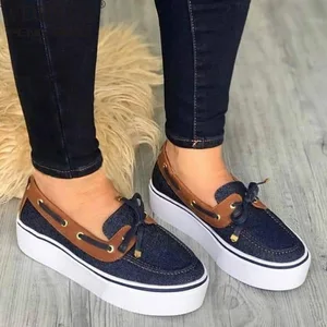 Women Canvas Slip- Espadrilles Lace-Up Shoes Women Flat Casual Loafers Female Vulcanize Flats Ladies Elevator Shoes