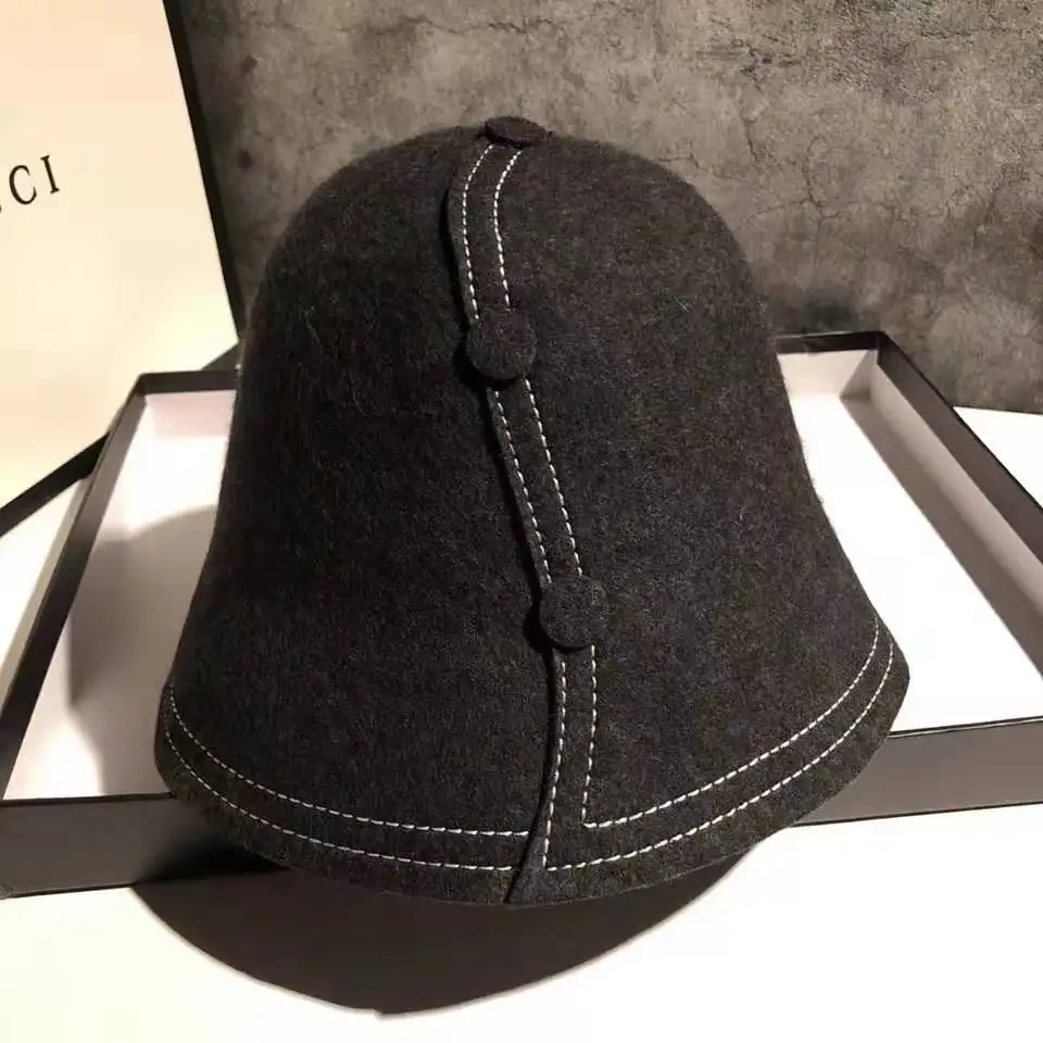 Пуговица, шерстяная шляпа, шляпа попрошайки, шапка-колокольчик, абажур, шляпа для маленькой раковины, женская осенняя и зимняя Рыбацкая шапка