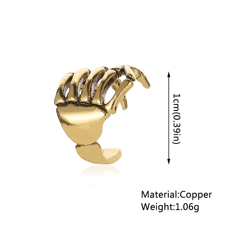 Панк Череп в форме руки, Кафф для ушей, золото, серебро, клипсы, серьги без пирсинга для женщин, клипсы, серьги klipsy na uszy aretes