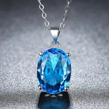 Ожерелье с топазом для женщин 2.63ct ожерелье с кулоном из натурального небесно-голубого топаза 925 пробы Серебряное ювелирное изделие для свадьбы