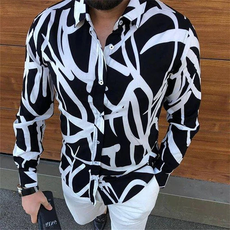 Dress Shirts Men Social shirt Slim Fit Long Sleeve Lapel buttons Chemise Homme Casual Club Prom Shirt