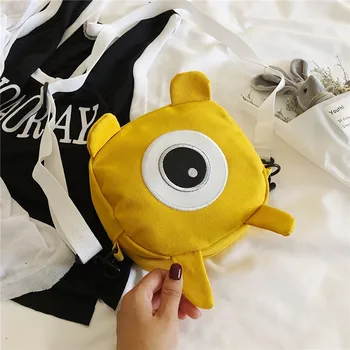 

Yellow roll messenger Bag Women canvas for girls circular bag monster mini eyes Shoulder Bags Designer phone coins animal bags