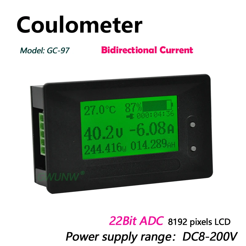Измеритель емкости батареи GWUNW GC97 200 в индикатор кулометр уровень мощности