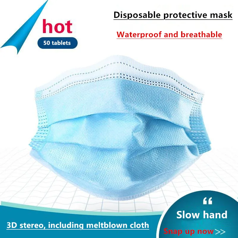 

Fast Delivery Disposable Medical Mask 3 Layers Dustproof Facial Protective Cover Maldehyde Prevent bacteria anti-virus Masks