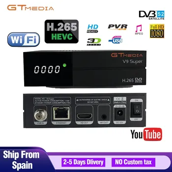 

GT MEDIA V9 Super DVB S2 Satellite TV Receiver Built in Wifi RJ45 Network Support H.265 HEVC Freesat V9 New TV Set Top Box