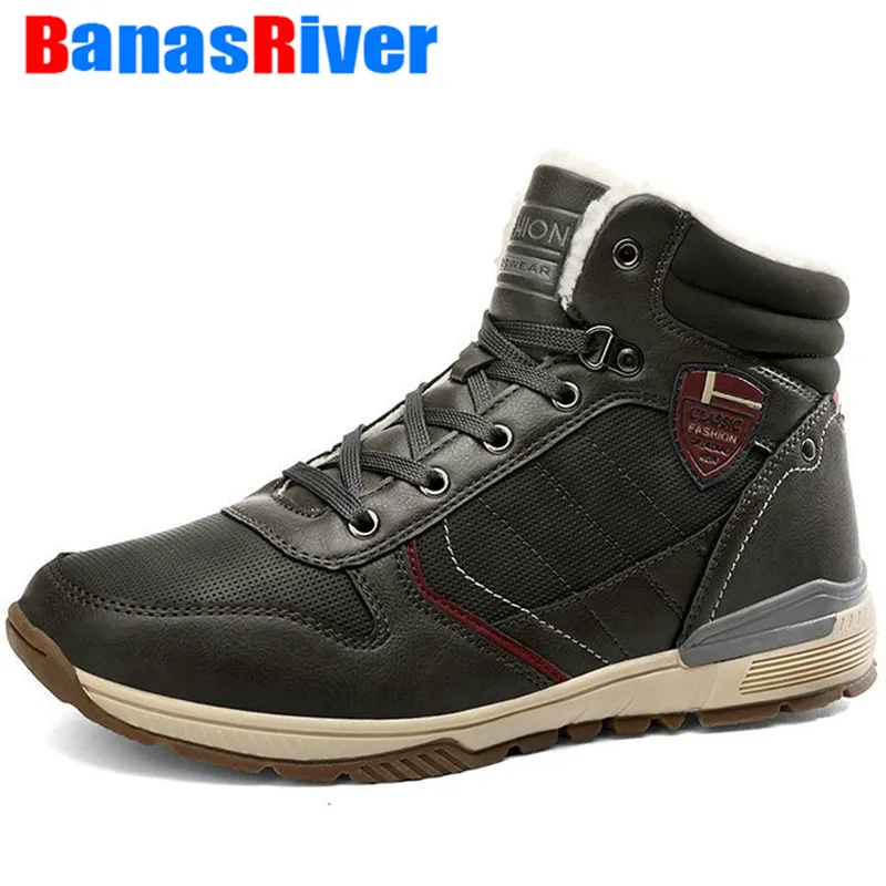 

2020 New Men's Boots High Quality Sneakers Outdoor Plush Keep Warm Ankle Snow Warm Fur Shoes Winter Sneakers Footwear Size 39-46