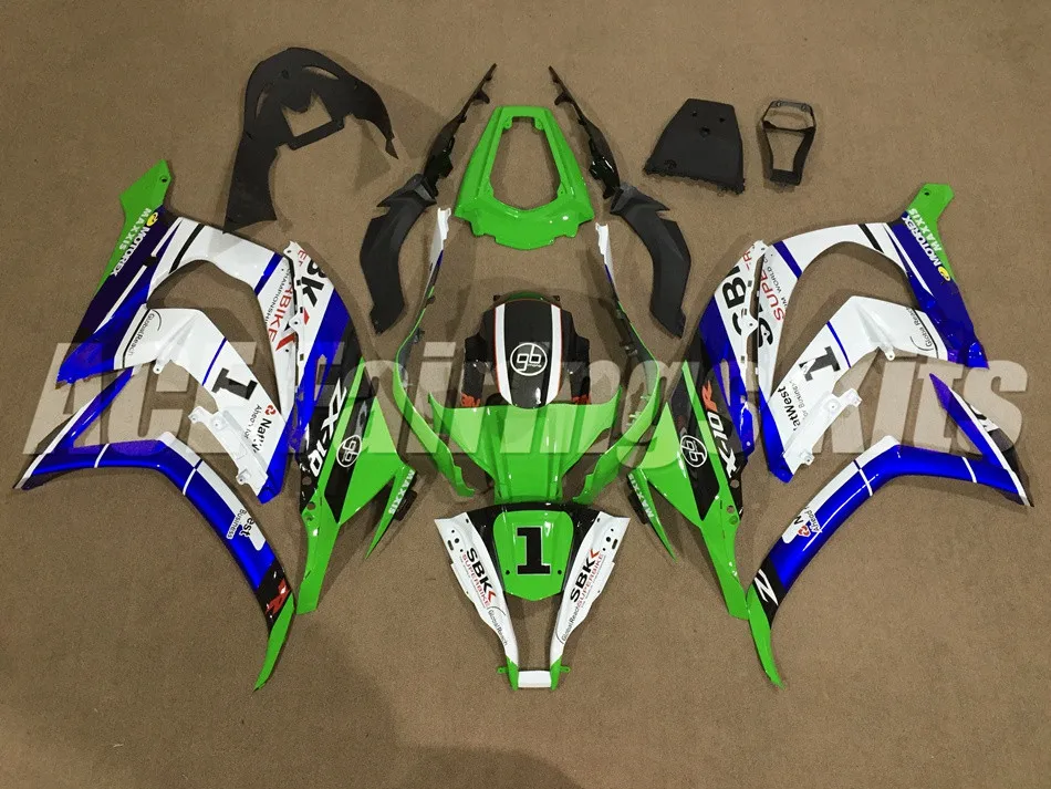 ABS Обтекатели комплект подходит для kawasaki Ninja ZX10R 2011 2012 2013 полный набор 11-15 10R Hot горячая распродажа синий зеленый