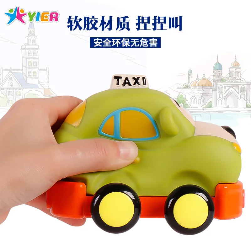 Yier, игрушка для автомобиля, детский мультяшный автомобиль, устойчивый к падению, мини большой размер, автомобильный набор, Детский мягкий Silcone, игрушечный автомобиль