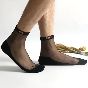 

New Sexy Lace Mesh Fishnet Socks Mixed Fiber Transparent Stretch Elasticity Ankle Net Yarn Thin Men Cool Socks Hot Sale