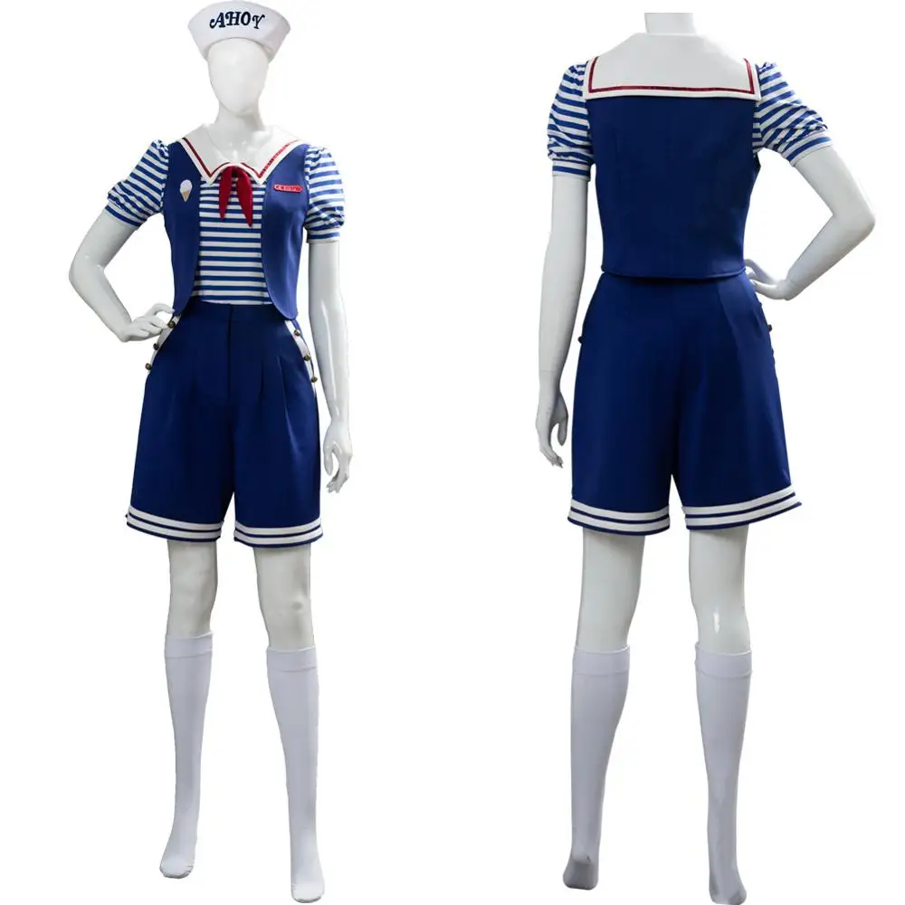 

Stranger Things 3 Cosplay Robin Costume Scoops Ahoy Robin Uniform Sailor Suit Outfit For Women Halloween Costumes Custom Made