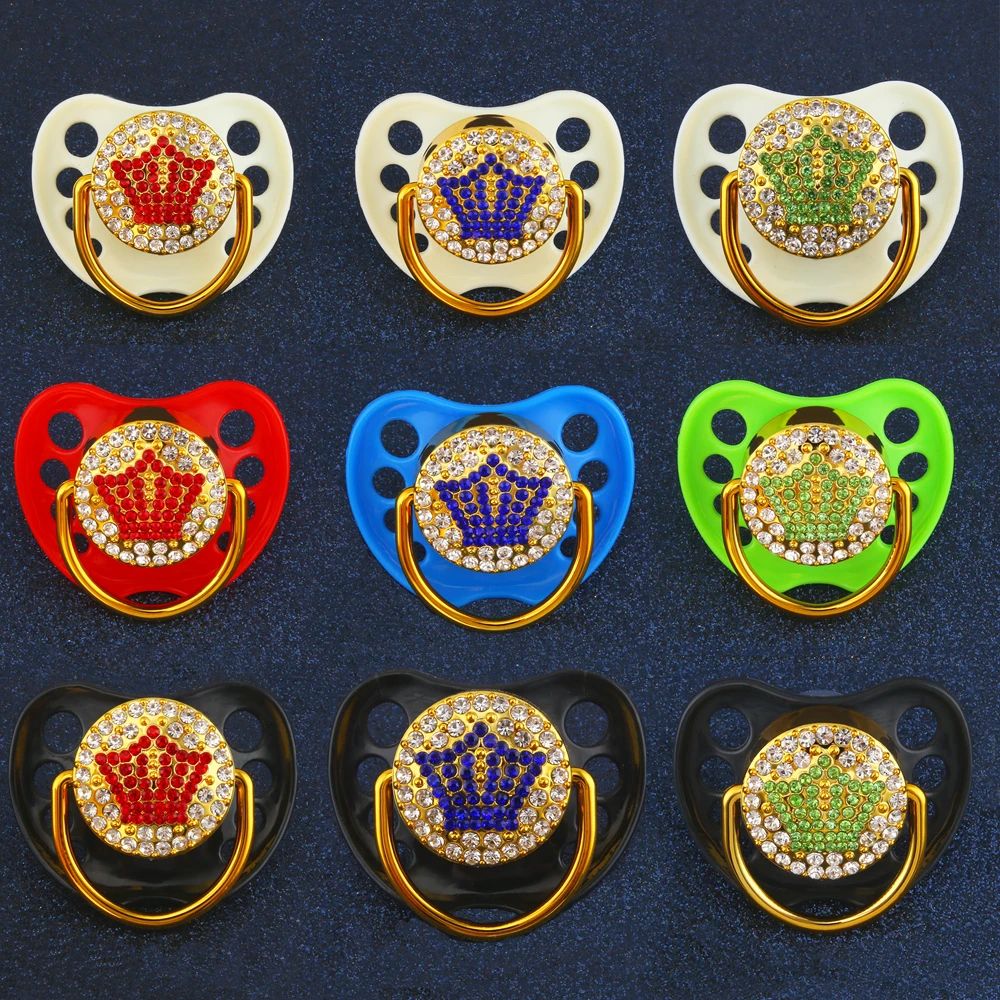 New Style Bling Bling Crown Pacifier For 0-18 M Baby Luxury Dummy For Girls And Boys Gift