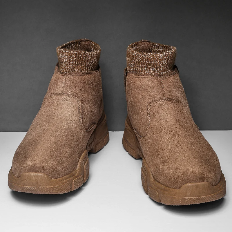 Замшевые Кожаные мужские ботинки; винтажные ковбойские ботильоны; Мужские Водонепроницаемые зимние рабочие ботинки; повседневная обувь; кроссовки в ковбойском стиле; Botas; JKPUDUN