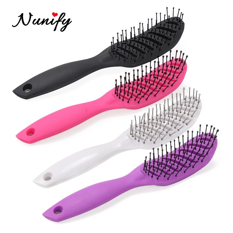 Nunify Women Hair Scalp Massage Comb Bristle Hairbrush Wet Curly Detangle Hair Brush For Salon Hairdressing Styling Tools
