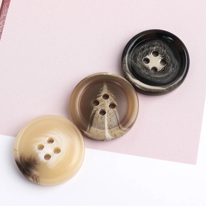 Cute Round Resin Buttons For Sweaters - 20PCS, 4 Holes, DIY Craft Sewing Snaps In Brown, 20mm