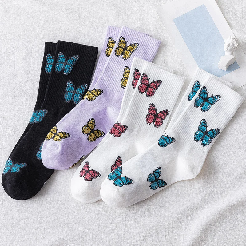 

Warm New Butterfly Socks Fashion EU Size 35-40 Autumn Winter Women Socks Streetwear Harajuku High Elastic Dropshipping Supply