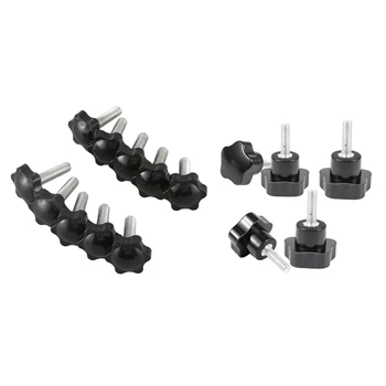 

5 Pcs 6mm Dia Male Thread Plastic Five Pointed Star Knob Replacement & 10 Pcs M8X30mmx32mm Male Thread Hex Shaped Head Clamping