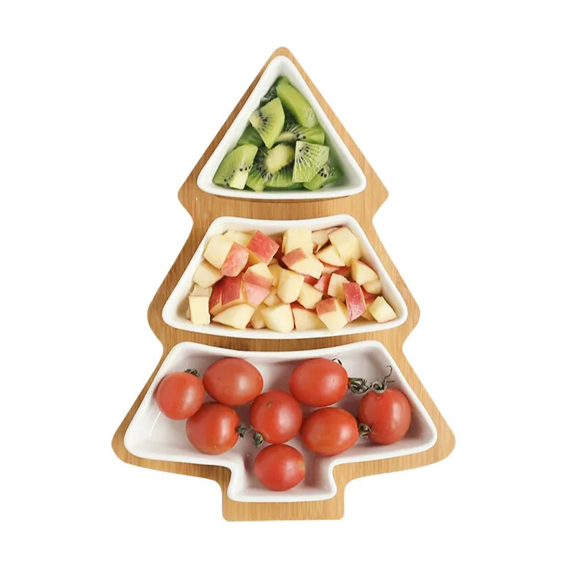 1 set Christmas Tree Ceramic Dishes Porcelain Plates Tableware Dinnerware Salad Cake Fruit Dessert Candy Xmas Decoration | Дом и сад