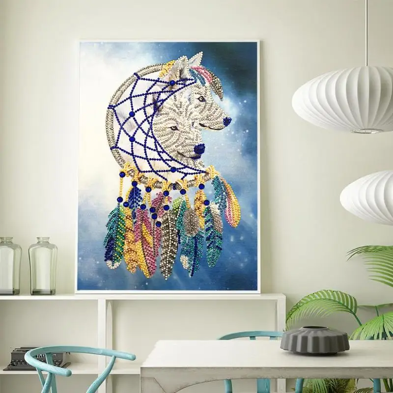

5D DIY Special Shaped Diamond Painting Wolf Cross Stitch Mosaic Craft Kits Diamond Embroidery Painting