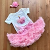 6-24M Baby Girls Tutu Clothes Set White Bodysuit Pettiskirt Birthday Outfits Infant 1st Party With Headband  Suit for Baby Girls ► Photo 2/6