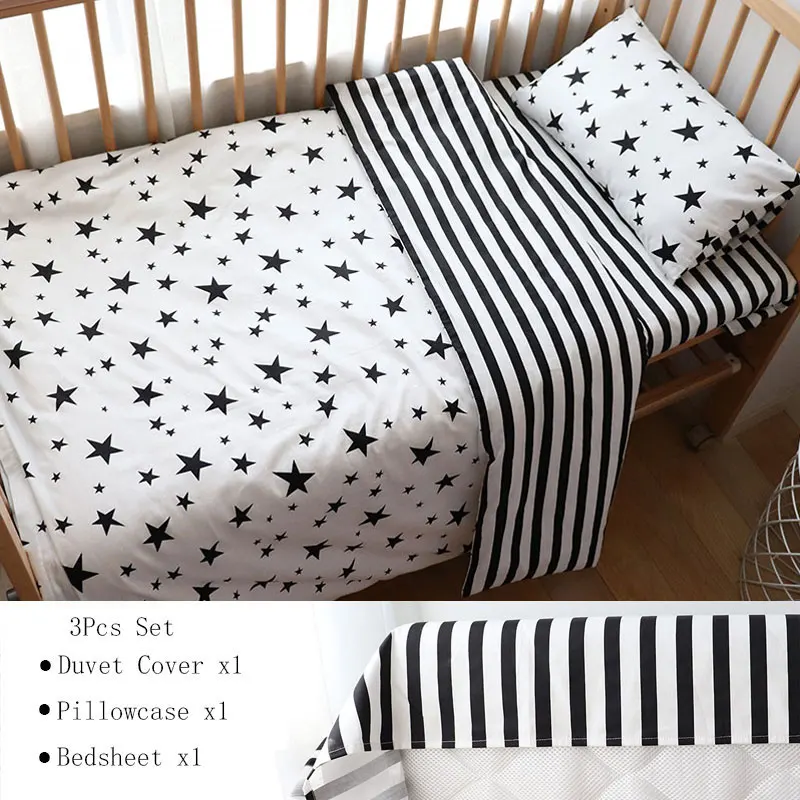 Black Star 3 Flat Детский комплект постельного белья для девочек и мальчиков, мягкая хлопковая кроватка, постельное белье с Бампером для новорожденных, Набор фиксаторов, предметы для малышей, детская кроватка ясли, Декор - Цвет: Black Star 3 Flat