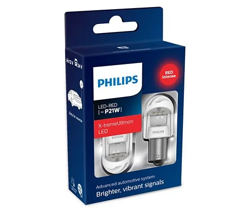  Lamp P21W 12V-LED (BA15s) 2.3W RED-tremeUltinon LED Gen2 (PKG. 2 PCs PHILIPS 11498XURX2 - 10000008063175