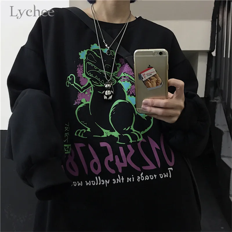 Lychee Harajuku женские толстовки с надписью Monster весенние Осенние топы повседневные