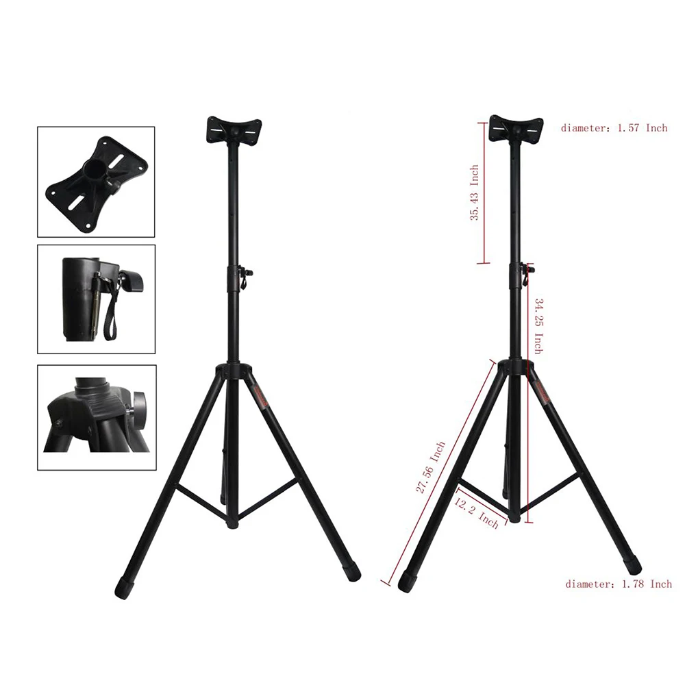 dual black universal speaker stand mount holder - heavy duty tripod wadjustable for audio pa dj powered speakers