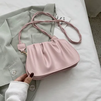 

WOMEN'S Bag Package New Style 2020 chao wang Red Popular Summer Simple One-Shoulder Saddle Bag WOMEN'S Messenger Bag Pleated Clo