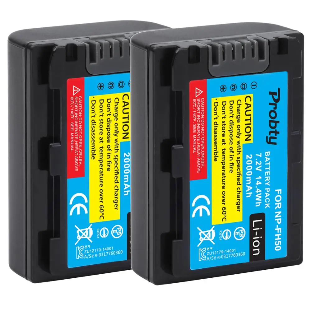 Probty 2 шт. NP FH50 NPFH50 аккумуляторная батарея для Sony A230 A290 A390 DSC HX1 HX100 HX200 HDR TG1E TG3 TG5 TG7