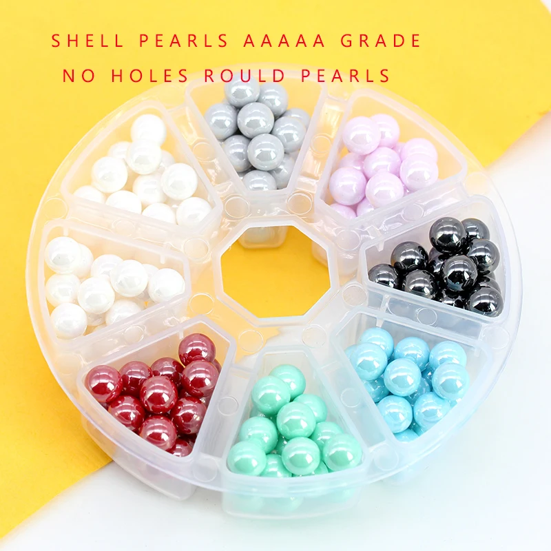 

6/8/10mm shell color ABS Imitation pearl European No Hole Round Loose charm Beads For Kid's Toys jewelry making Counter Decora