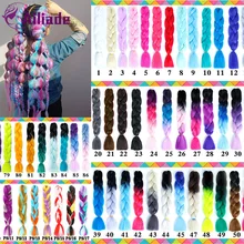 AILIADE, 24 дюйма, 1 упаковка, Омбре, волосы, пряди, синтетические, огромные, косички, волосы, канекалон, вязанные крючком, фиолетовые, радужные, накладные волосы