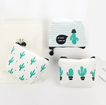 

Cartoon Cute Cactus Card Purse Coin Wallet Stationery Pouch Key Holder Bag Card Holder Office