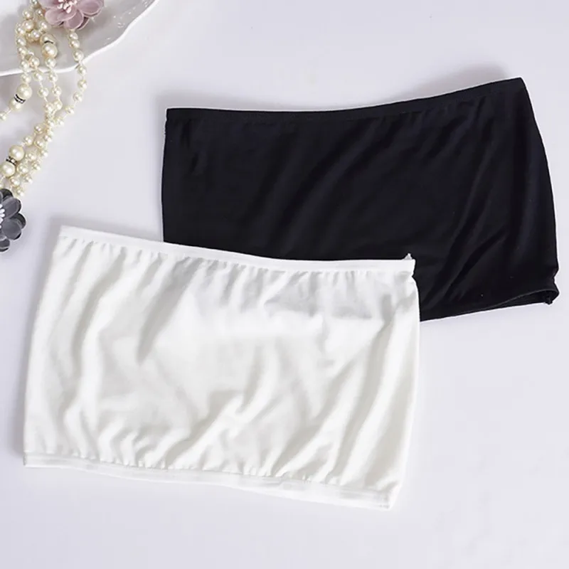 2019 Newly Summer Women Sexy Tube Top White Strapless Bandeau Tops Fashion Sleeveless Underwear Wrap Chest Female Tops