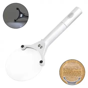 

6X Open-type No Frames Handheld Magnifier with 2 LED Lights for Antique Viewing / Reading /Jewelry Identification
