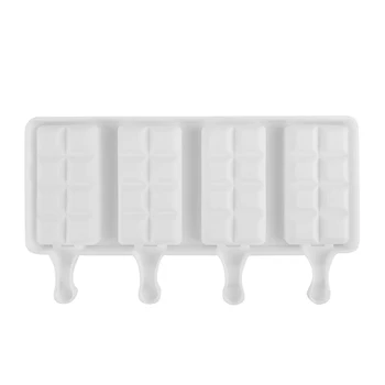 

DINIWELL 4 Cavities Ice Cream Cake Mold Silicone Lattice Shape Ice Cream Mold Popsicle Maker Ice Popsicles Moulds