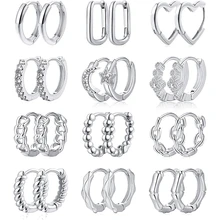 

Hoop Earrings Set for Women Girls Cubic Zirconia Small Hoop Earrings Silver Cartilage Hoops Earrings Set For Piercing Jewelry