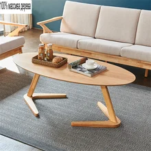 

Modern oval coffee table side table for living room furniture in solid oak wood size 120X60X45cm