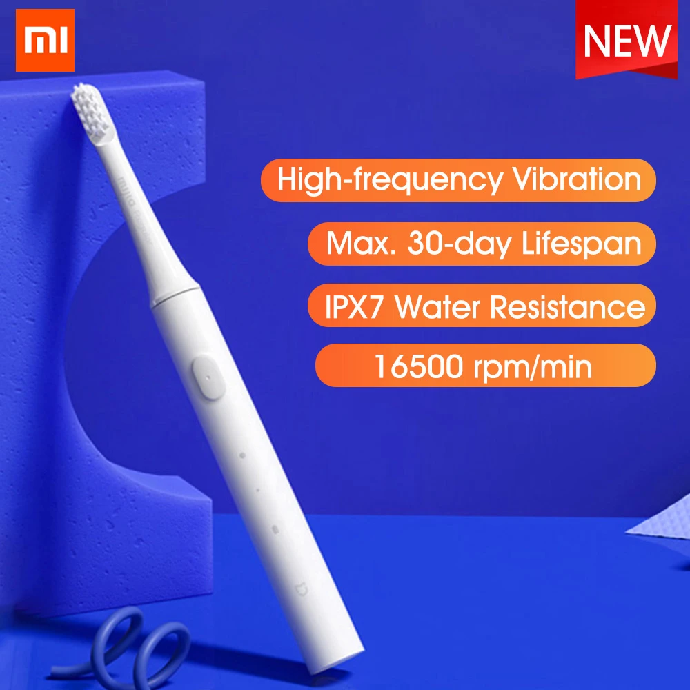 Xiaomi-cepillo de dientes eléctrico Mijia T100 para adultos, dispositivo de limpieza dental ultrasónico, automático, recargable vía USB, resistente al agua IPX7, 1:5, nuevo