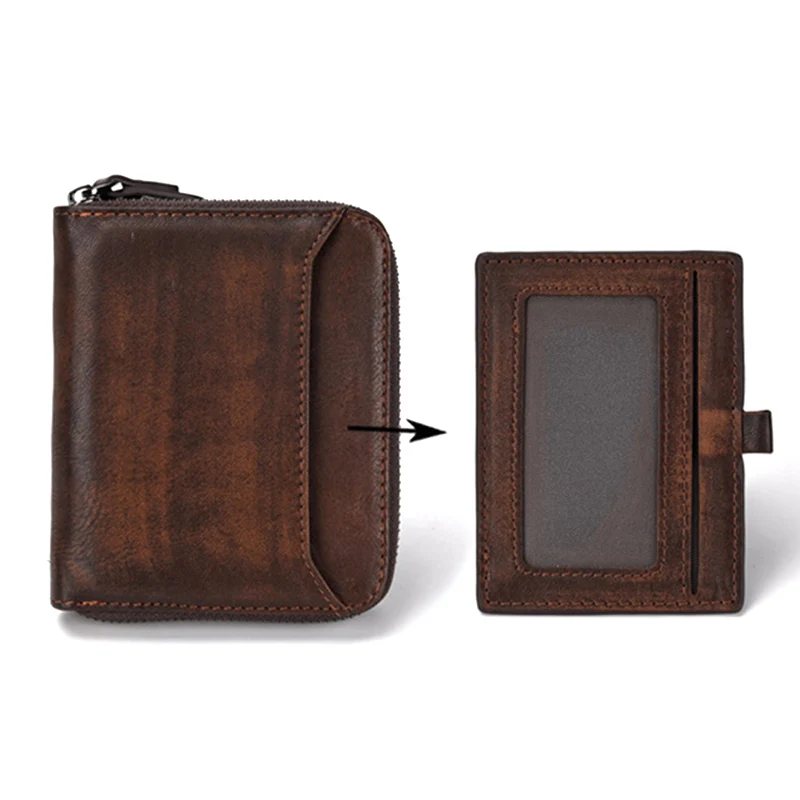 Цена AETOO, мужской кошелек, короткий, верхний слой, Воловья кожа, зажим для денег, Мужской Ретро кошелек, Вертикальная Молния, Повседневный, Молодеж...