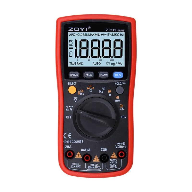 ZT219 True-RMS 19999 отсчетов цифровой мультиметр с автоматическим диапазоном NCV частота Автоматическое отключение питания AC DC Напряжение Амперметр Ток Ом