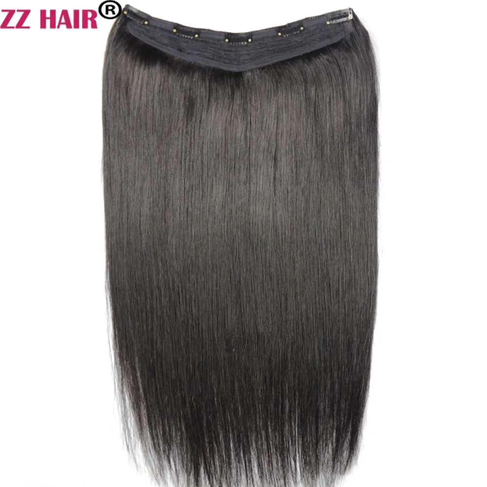 Promo Remy-Hair 100%Human-Hair-Extensions 5-Clips in 100g-200g V-Style One-Piece-Set 16--28-machine-Made 1zWoeakM9