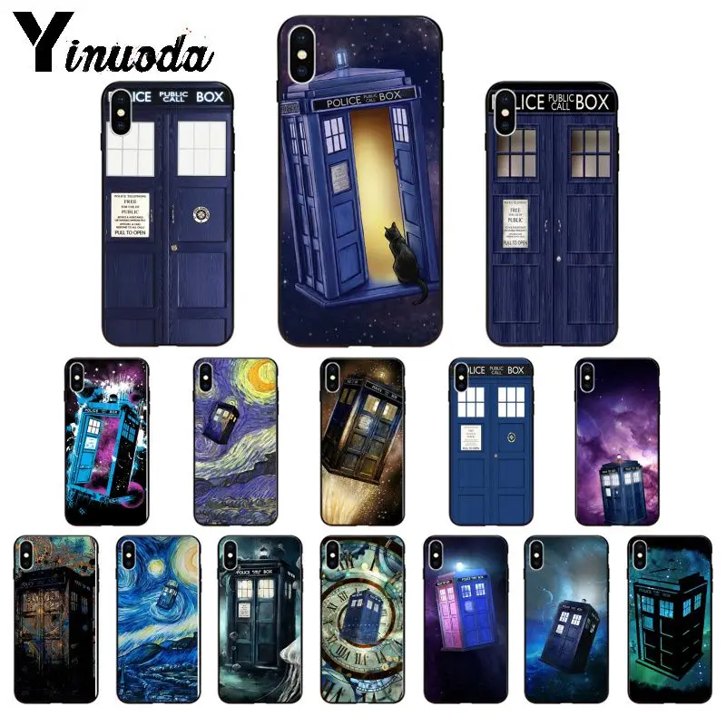 Yinuoda Tardis чехол с доктором кто полиция ТПУ мягкий черный для телефона iPhone X XS MAX 6 6s 7