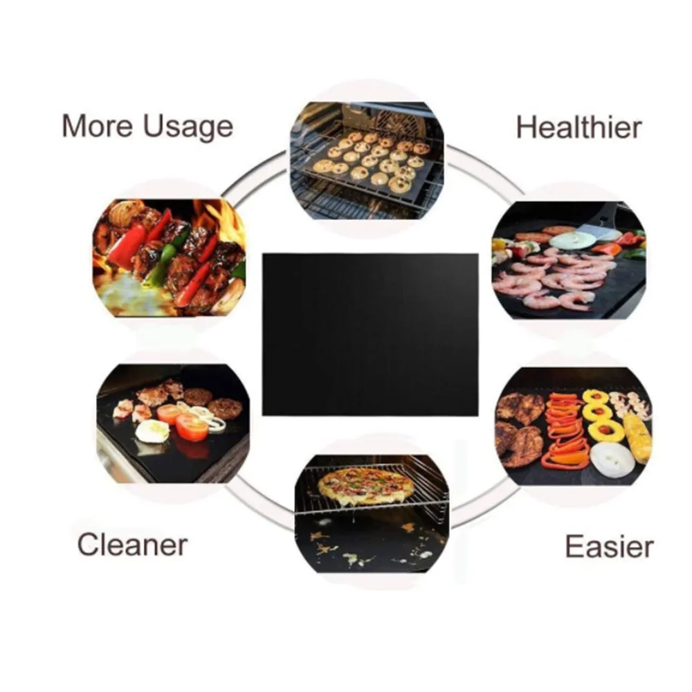 Barbecue Non-Stick Pot Mat Barbecue Cooking Grill Mat Reusable Outdoor Kitchen Accessories 5pcs