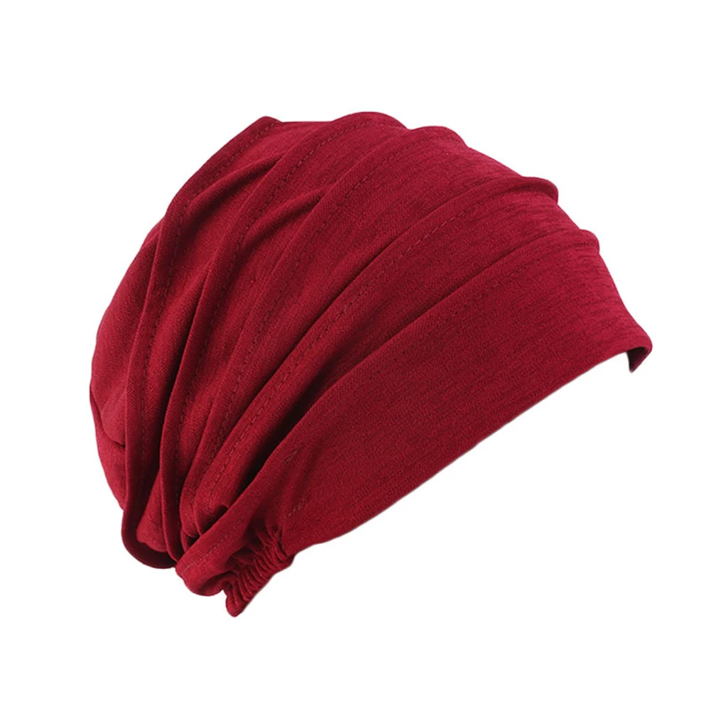 Женская хлопковая дышащая шапка, новые женские хиджабы, эластичная чалма, ткань, голова Кепка шапка, женские аксессуары для волос, мусульманский шарф, шапка - Цвет: Красный