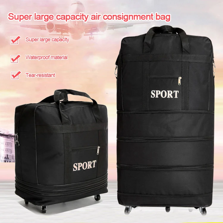 Waterproof duffel bag large capacity travel bag with wheels back pull