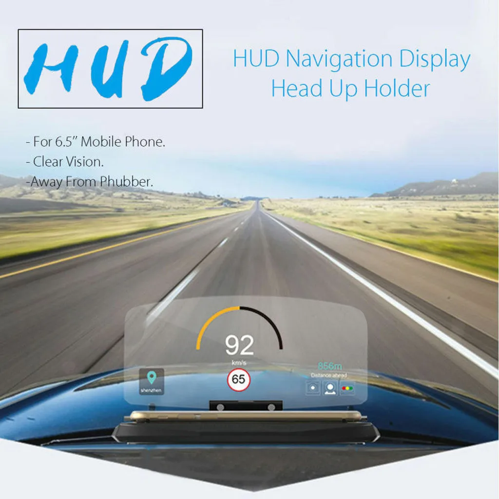 Универсальное Автомобильное Зеркало HUD, автомобильный навигационный дисплей на лобовое стекло, скоростной проектор, охранная сигнализация, держатель для телефона, gps проектор 104