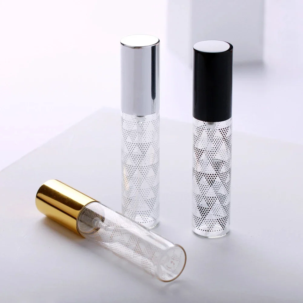 10 Ml Portable Triangle Decorative Pattern Glass Perfume Bottle With