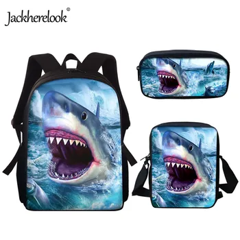 

Jackherelook Schoolbags for Child 3D Cool Animal Dolphin Printing 3pcs/Set 15 Inch School Bag Children's Bag School Backpack Hot