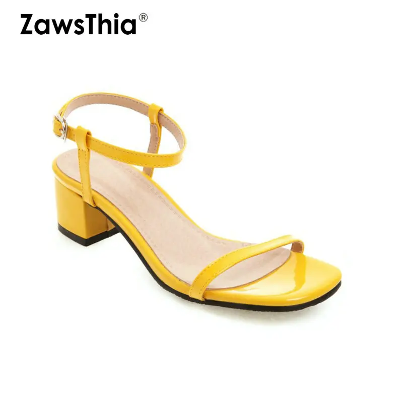 Женские лакированные босоножки ZawsThia желтые синие красные женские